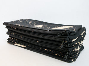 Bleach Black Pencil Cases with speckled bleach pattern - Starlight Bags